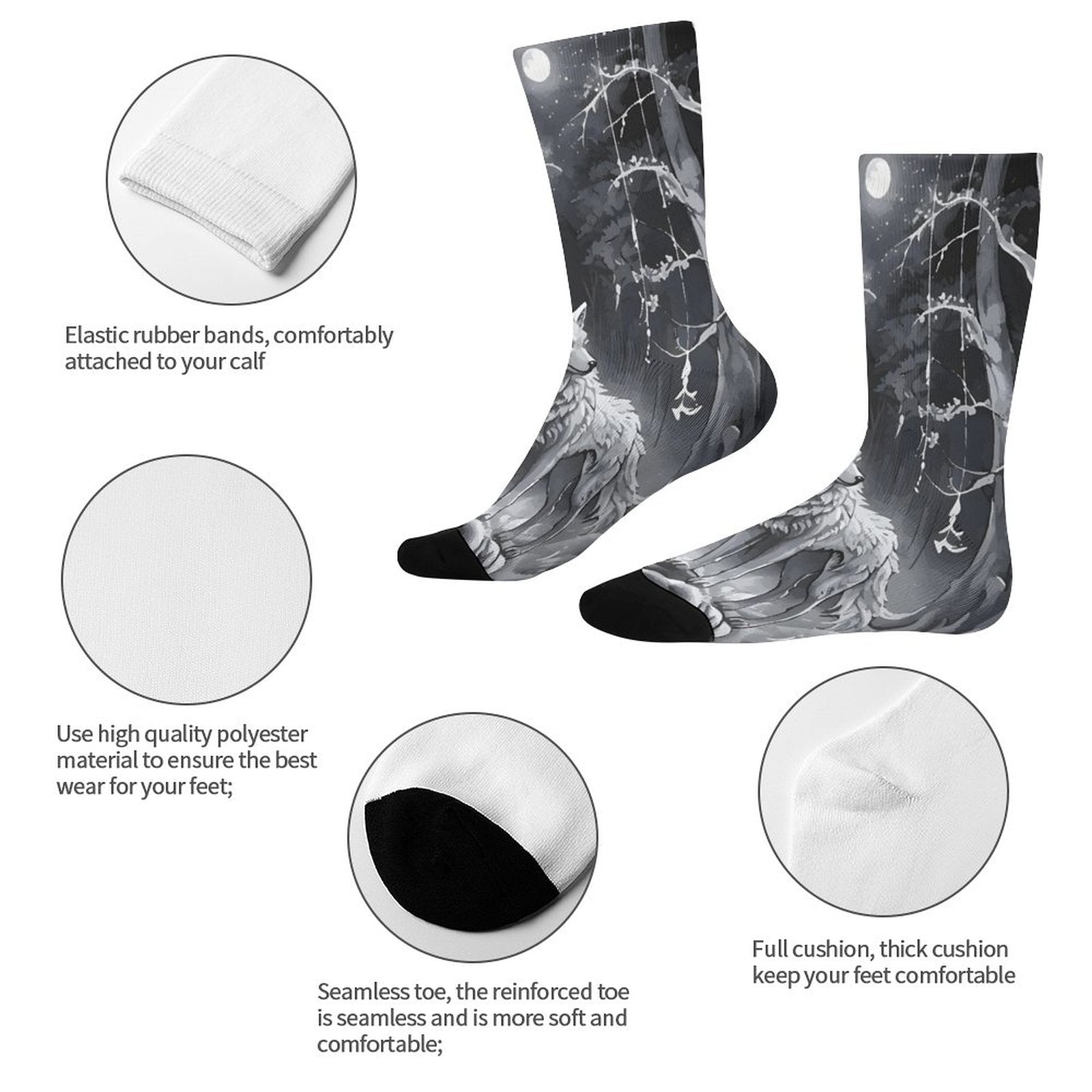 Ethereal Wolf in the Moonlight Socks for Kids