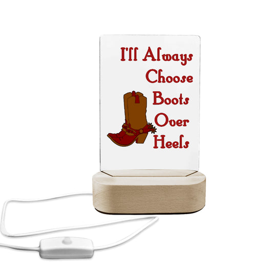 Choose Boots over Heels Acrylic Photo Panel with Lighted Stand (Made in USA)