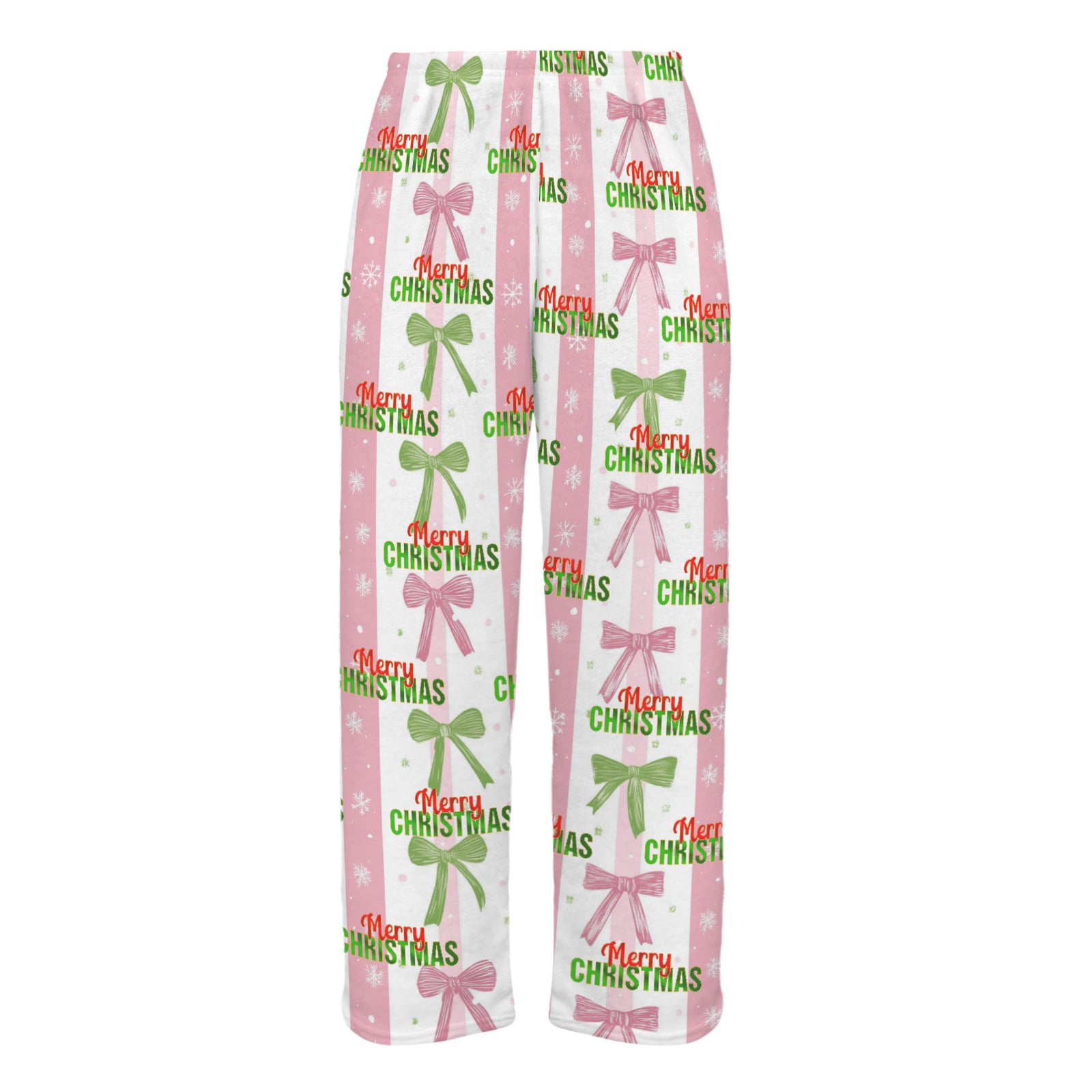 Pink Coquette Merry Christmas Flannel Pajama Pants for Women (Made in USA)