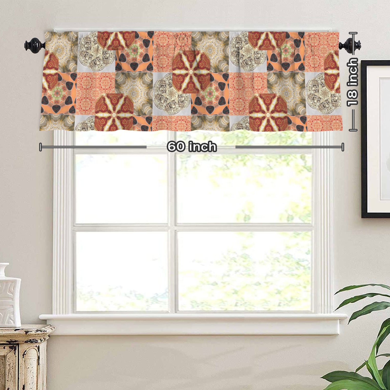 Crazy Quilt Heritage Revival Short Window Valance 60x18inch (Made in USA）