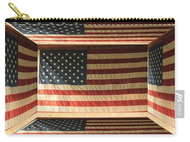3D Box with American Flags - Zip Pouch