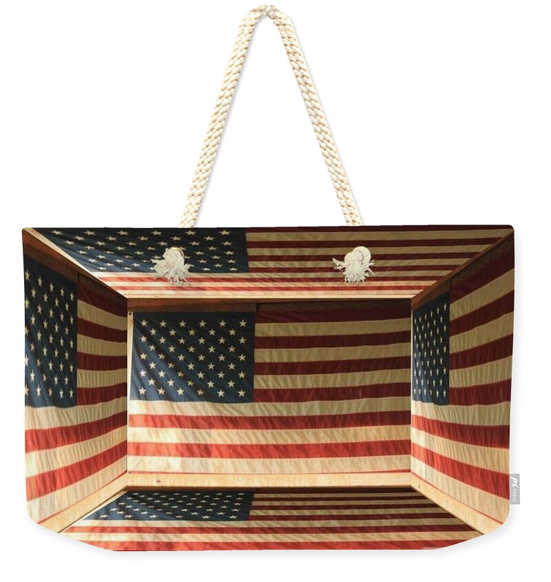 3D Box with American Flags - Weekender Tote Bag