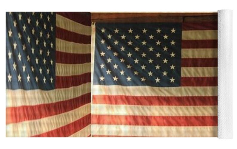 3D Box with American Flags - Yoga Mat