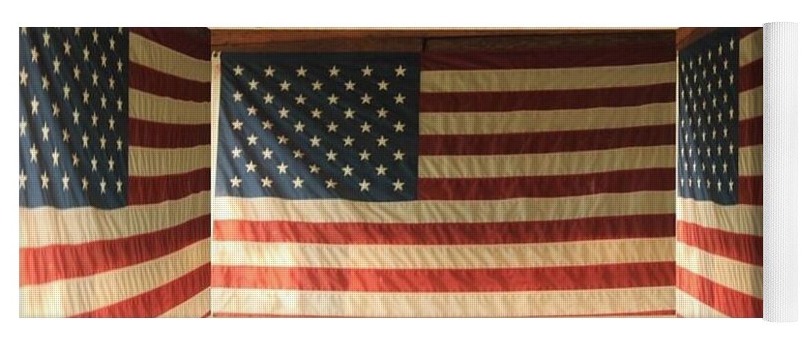 3D Box with American Flags - Yoga Mat