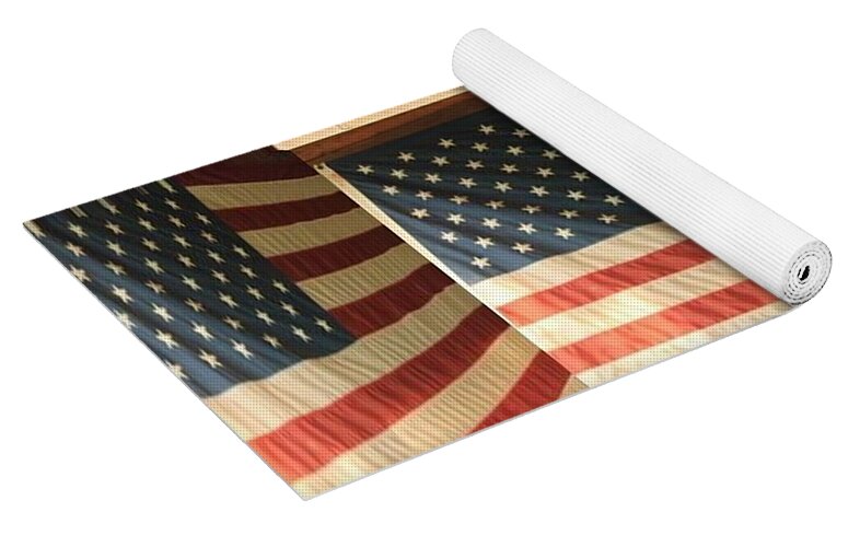 3D Box with American Flags - Yoga Mat