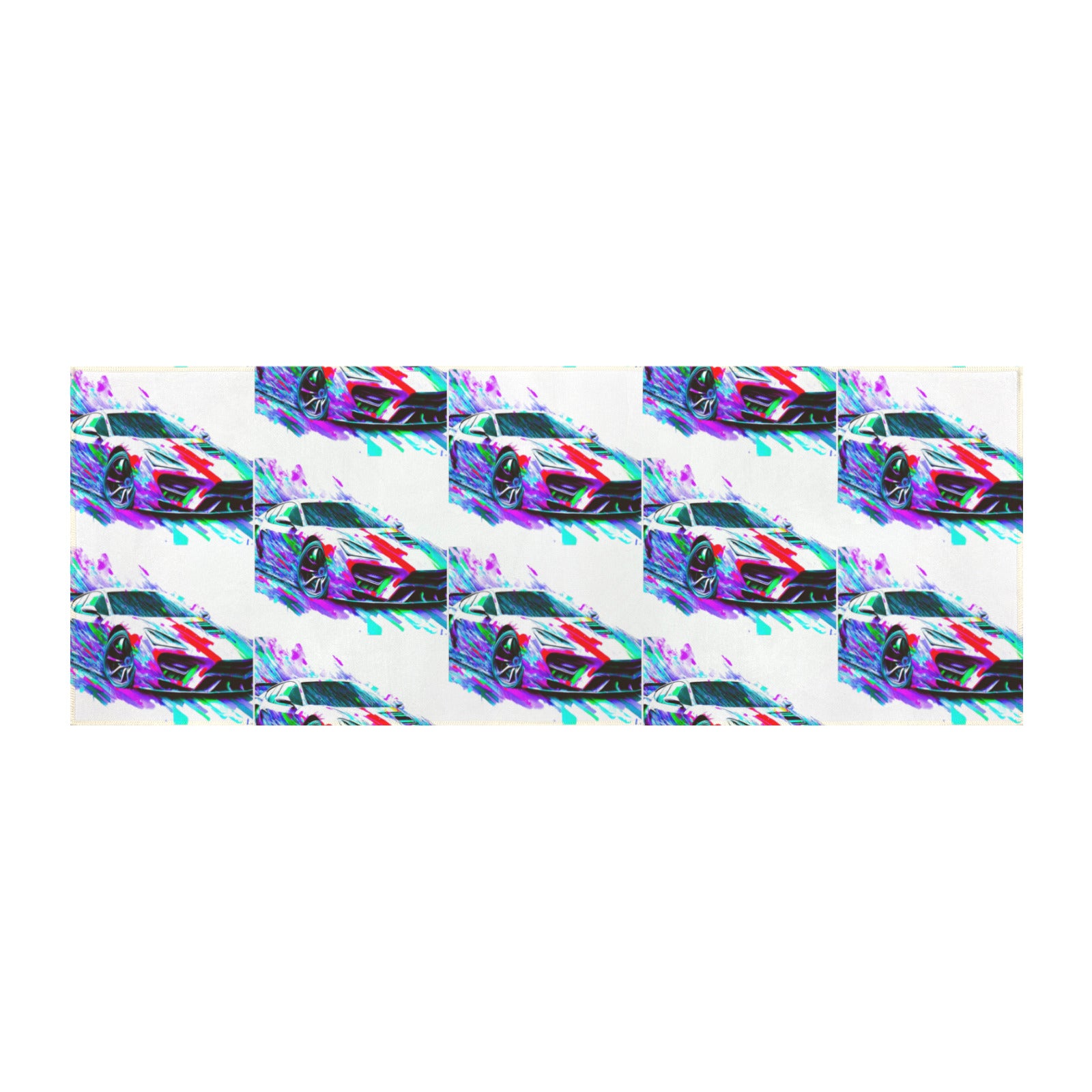 Fast Sports Car Washable Faux Microfiber Runner Rug 60