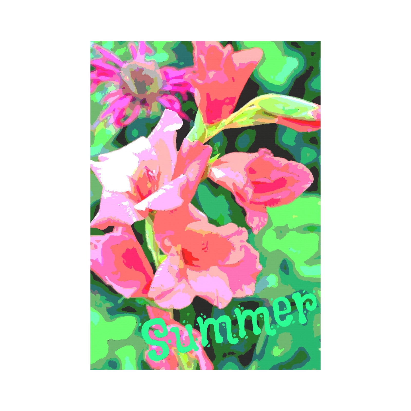 Summer Pink Gladiolas Garden Flag - 28