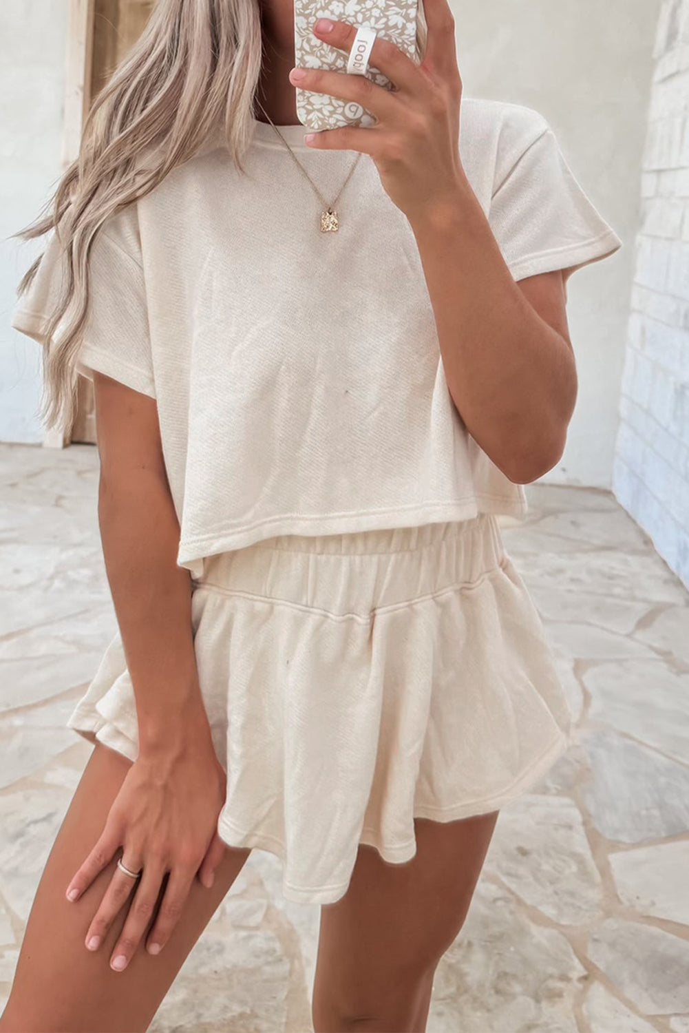 Women's 2-piece Cropped T-shirt and Ruffle High Waist Skort Set Outfit