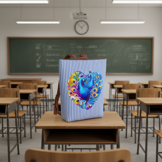Beautiful Blue Peacocks Vegan Leather Backpack