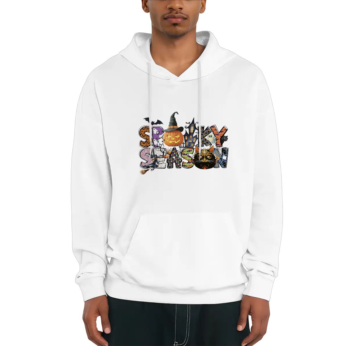 Halloween Spooky Season Unisex Fleece Hoodie with Drawstring