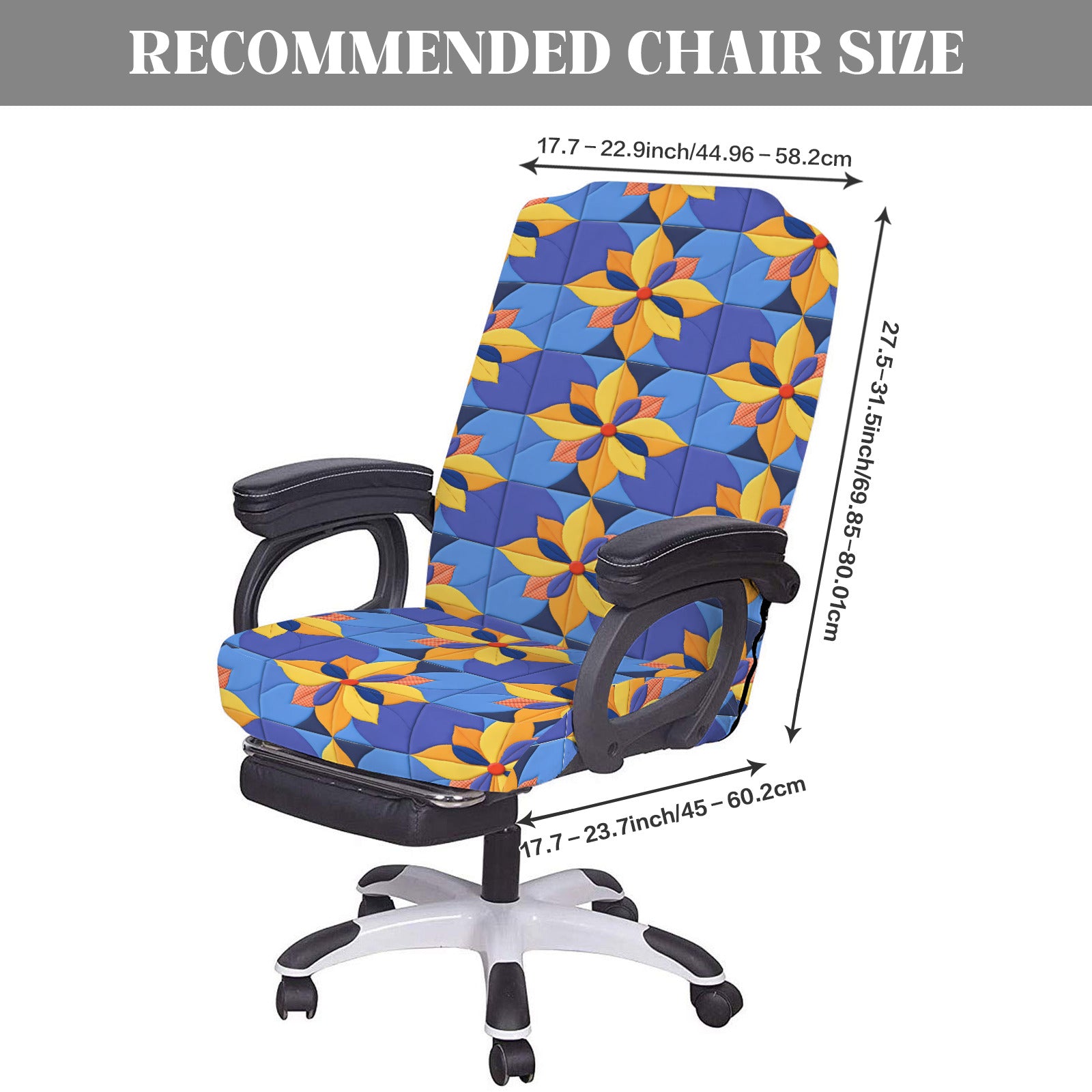 Faux Quilted Orange Stars Office Chair Cover (Made in USA)