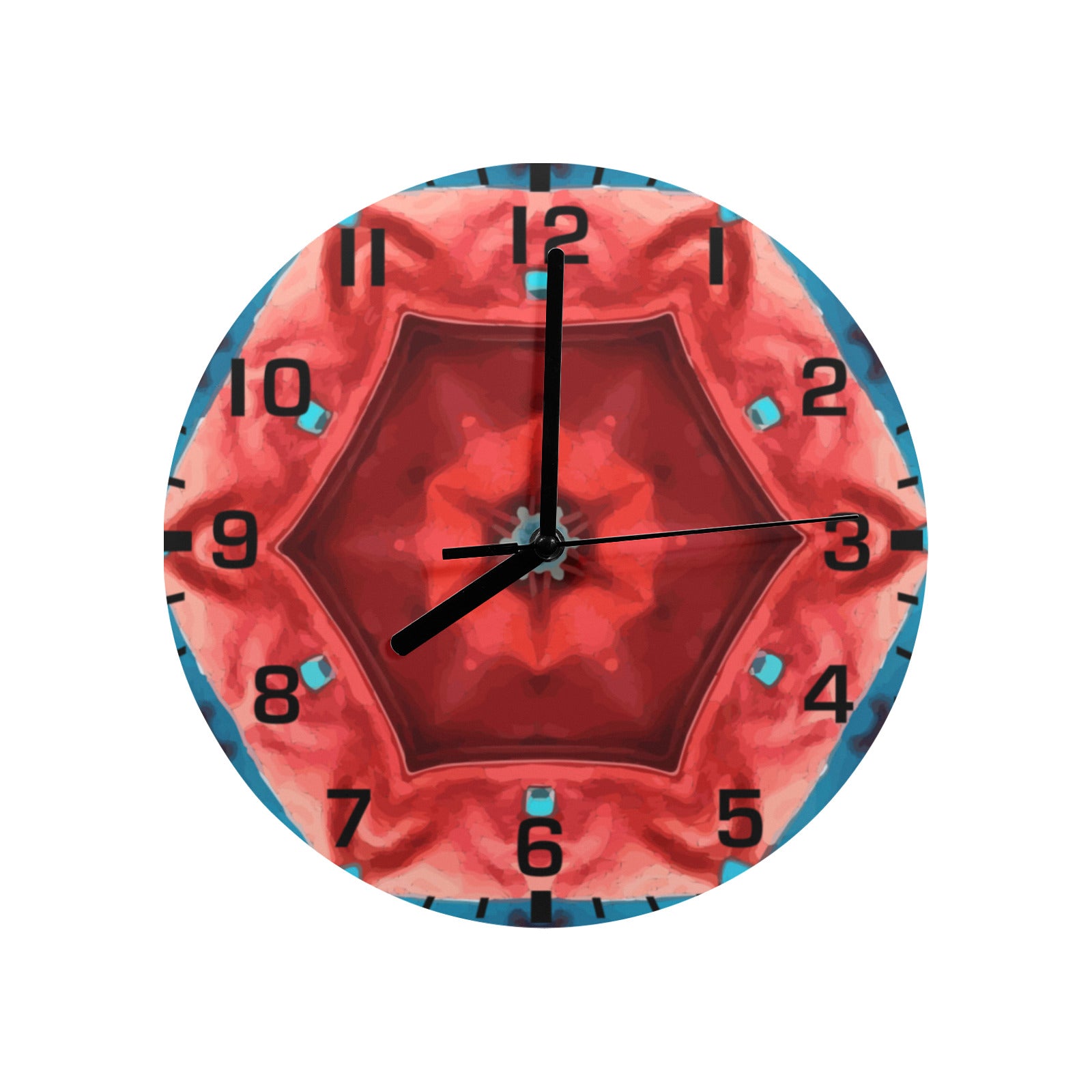 Red Hexagon Printed Wall Clock (Made in USA)