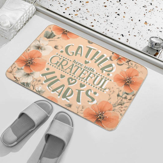 Gather Here with Grateful Hearts Fall Flannel Non-slip Floor Mat (Made in USA)