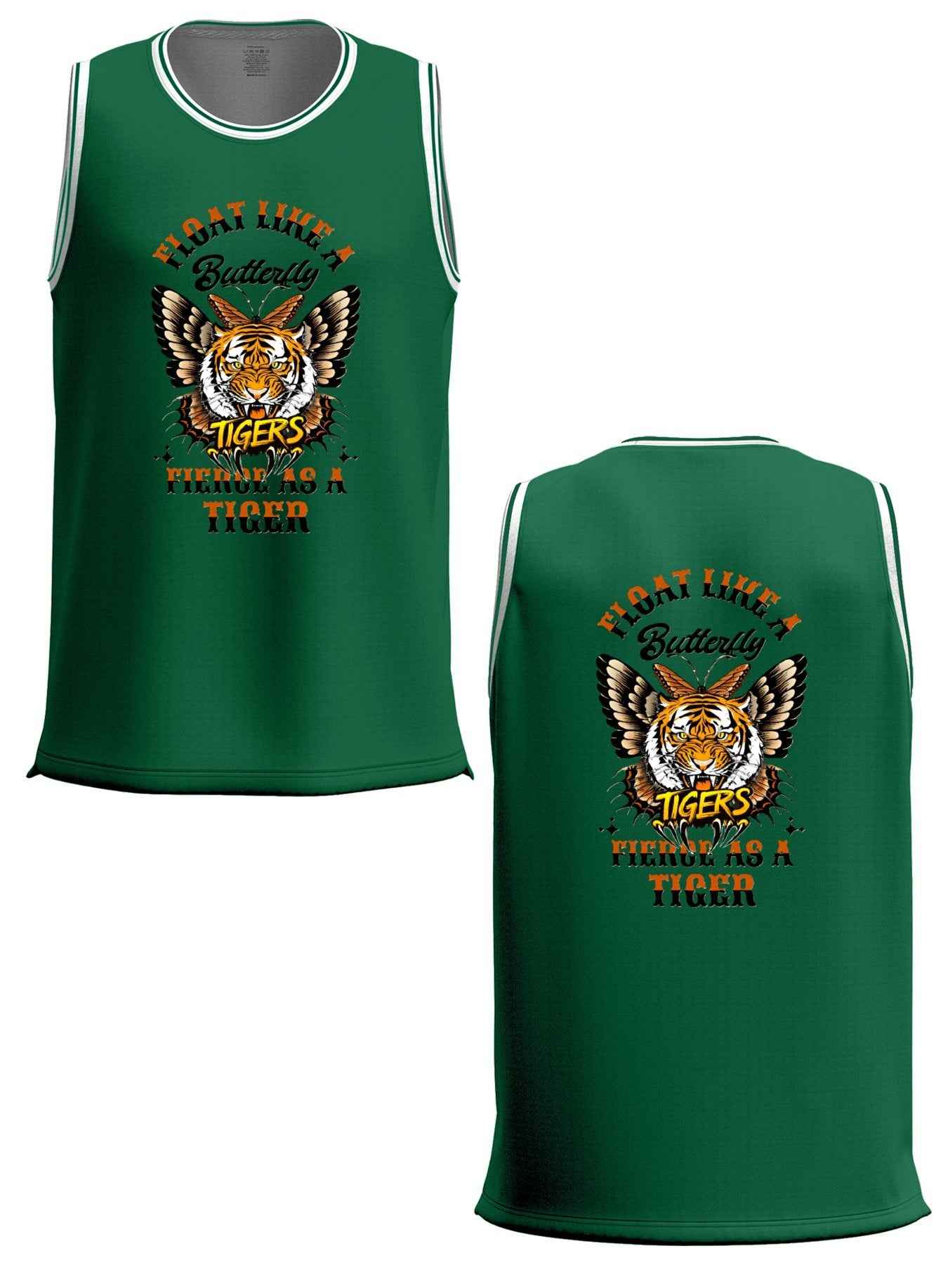 Float Like a Butterfly Fierce Tiger Adult Green Basketball Jersey | Ships From USA