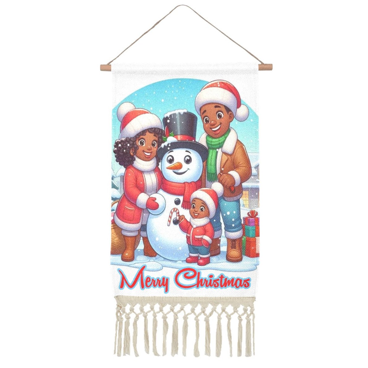 Christmas Designs Linen Wall Hanging with Fringe (Made in USA)