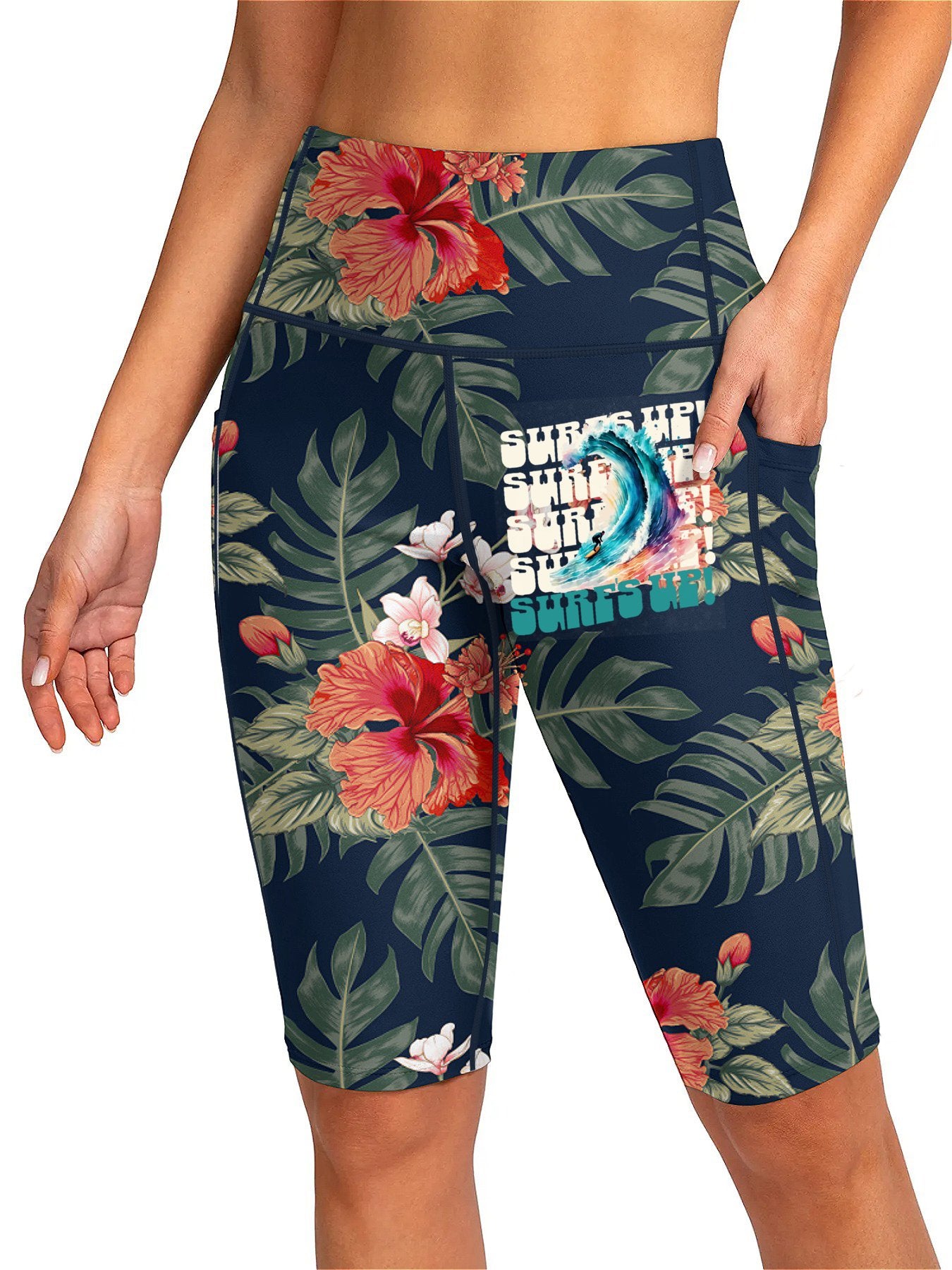 Surf's Up Women's Knee-Length Swim Bottoms (Front Printing)