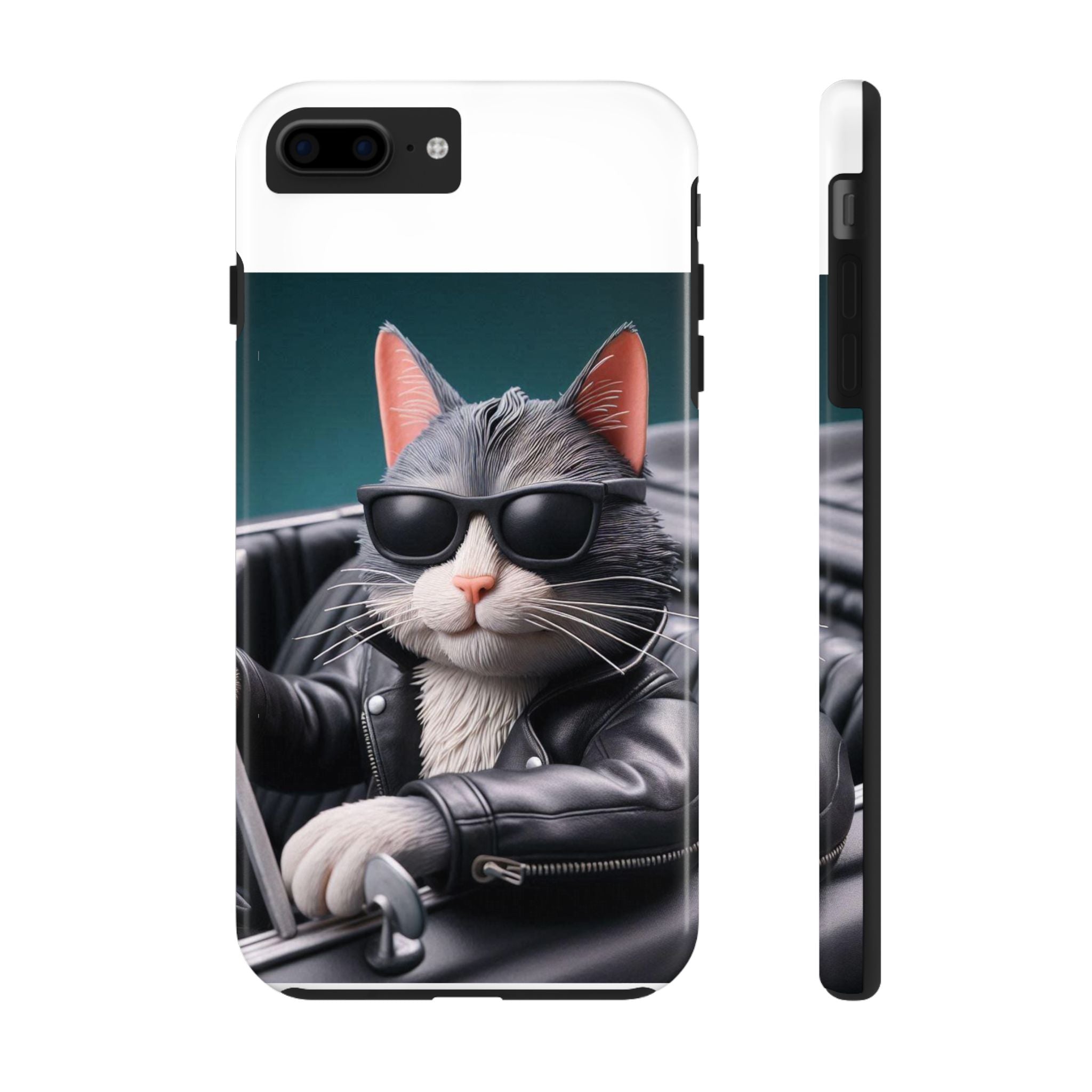 Cool Cat in Leather Jacket Driving Car Mobile Phone Case