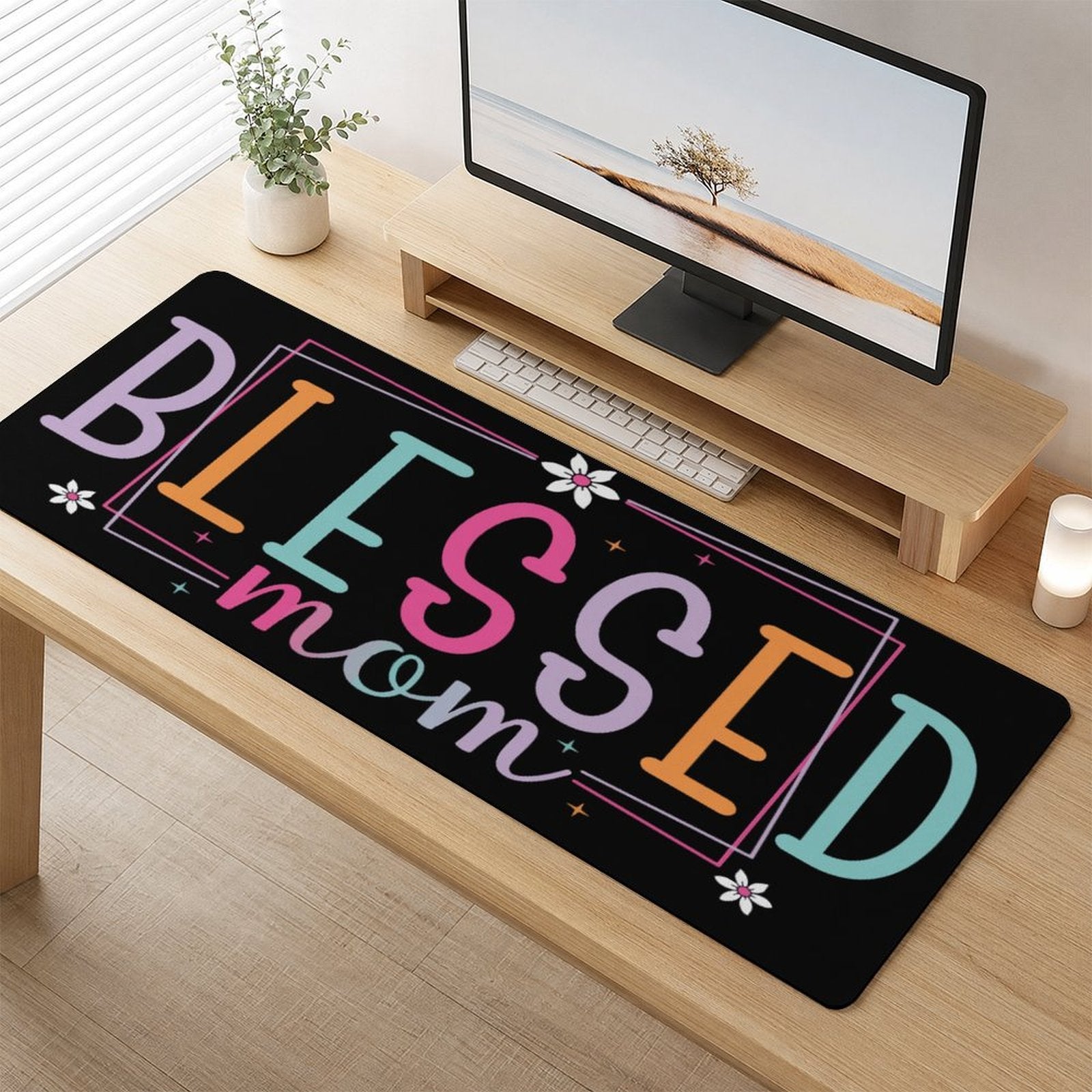 Blessed Mom Black Custom Mousepad with Rounded Corners | 47.2