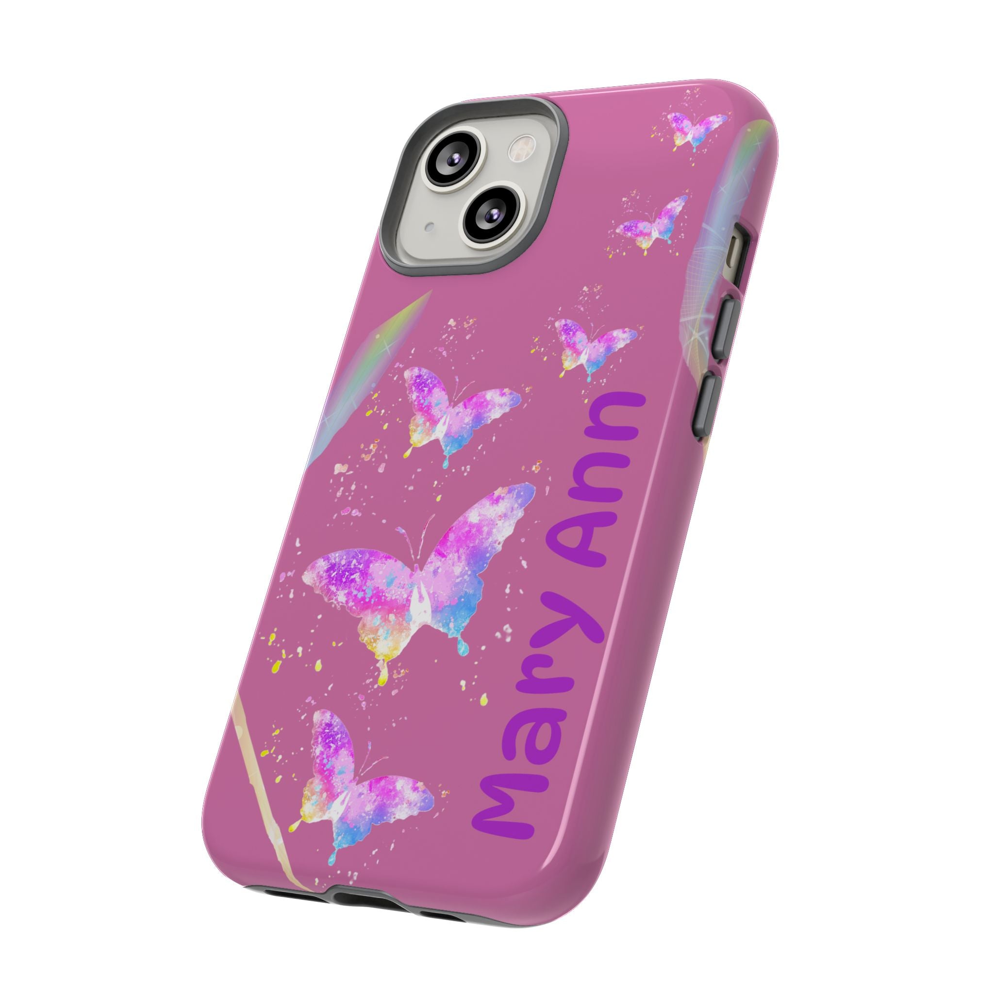 Personalized Butterfly Phone Case, Floral Phone Cover, Customizable Phone Case, Gift for Her, Pastel Decor