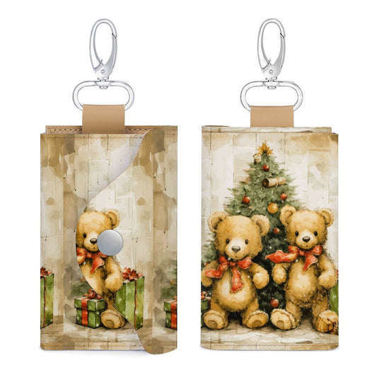 Christmas Bears Leather Card Holder & Key Ring