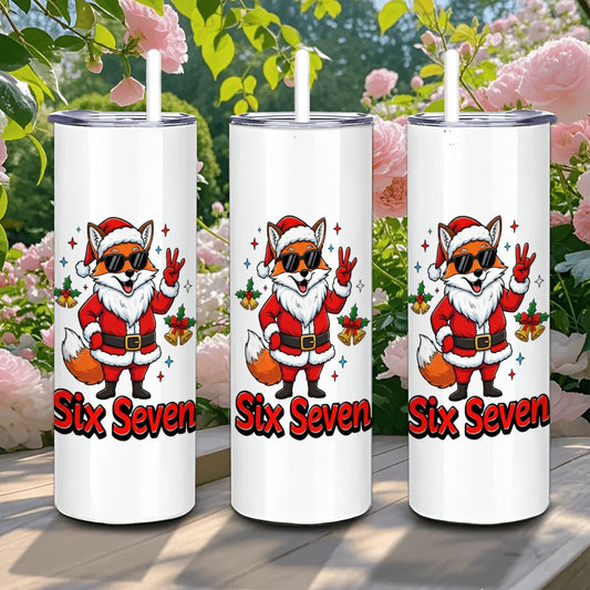Sly Christmas Fox Six Seven 20oz Straight Stainless Steel Tumbler with Straw（Made in USA)