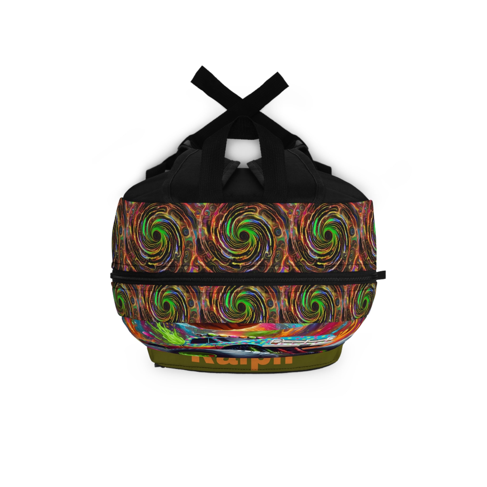 Monster Truck Backpack — Personalized  Name Kids School Bag with Neon Swirl Design