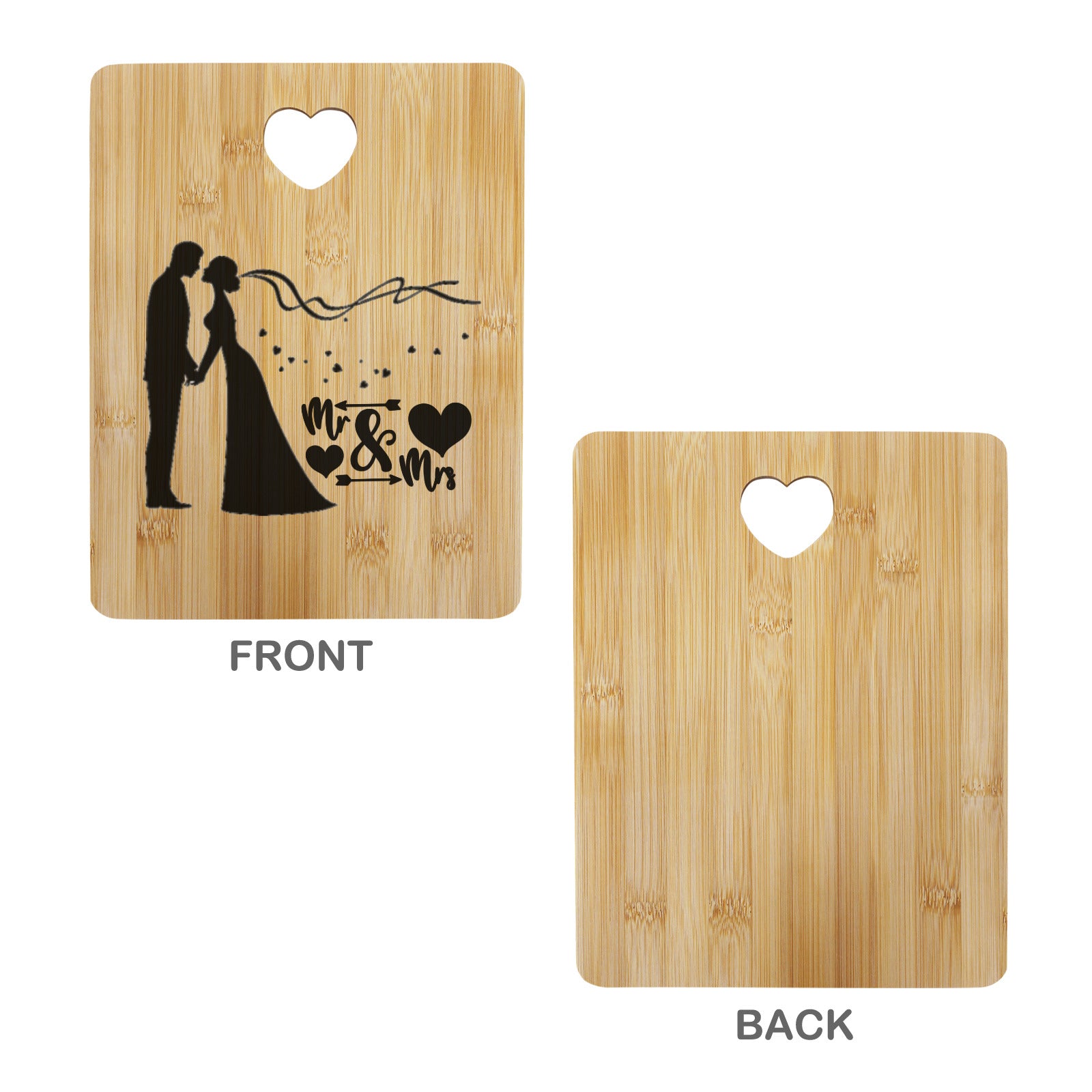Mr & Mrs Custom Rectangle Bamboo Cutting Board (One Side Printing) | Ships from USA