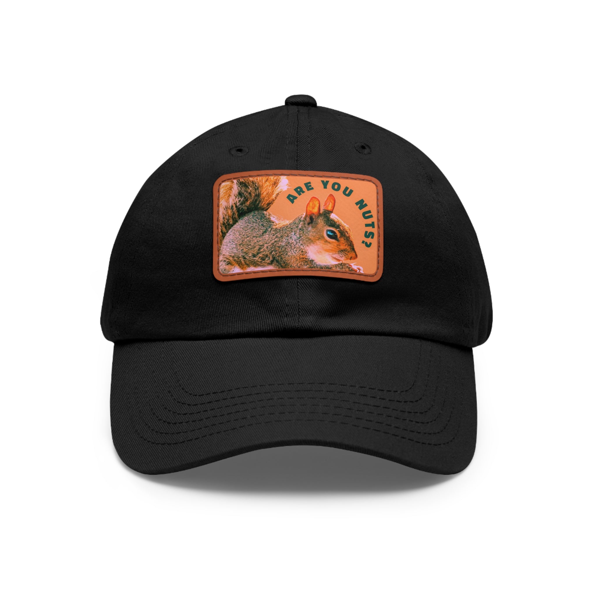 Are You Nuts? Squirrel Hat with Rectangular Leather Patch