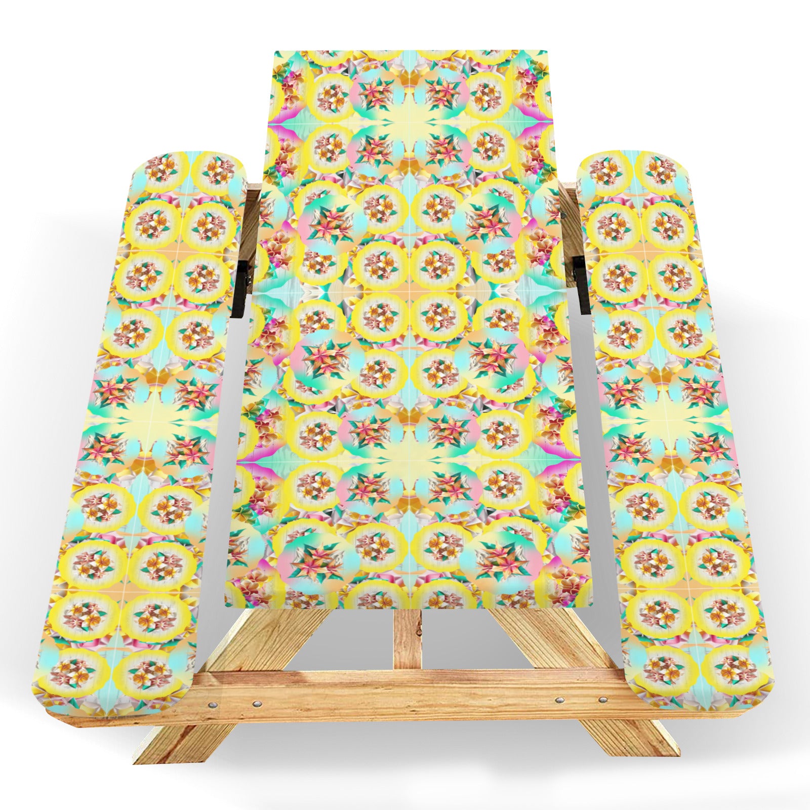 Circle Floral Pastel Pattern Picnic Table & Bench Covers Set 60
