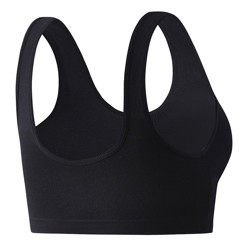 Shockproof High Strength Front Zipper Black Sports Bra - 3 piece Set