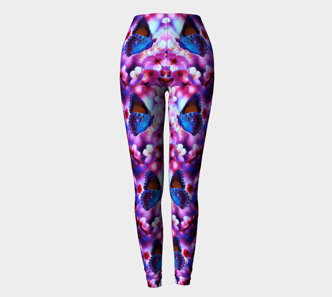 Women's Butterfly and Pink Flowers Leggings