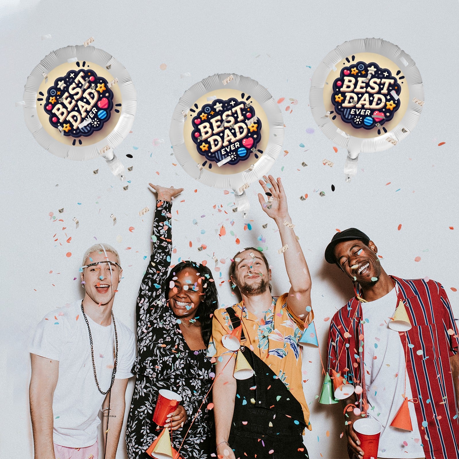 Best Dad Ever Circle 18-inch Custom Aluminum Foil Balloons - Pack of 3 (Made in USA)