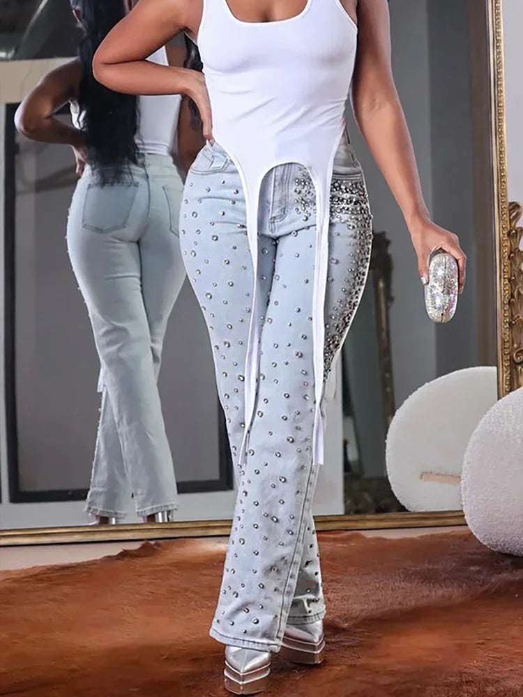 Plus Size Women's High Waist Slim Casual Denim Jeans