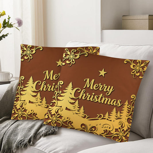 Merry Christmas Gold Scenery Pillow Cases Throw Pillow Covers 18 x 18inch
