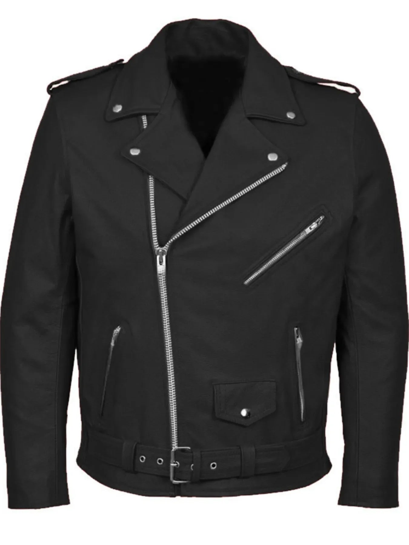 Men's Plus Size Zip Up Leather Motorcycle Jacket