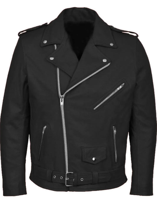 Men's Plus Size Zip Up Leather Motorcycle Jacket