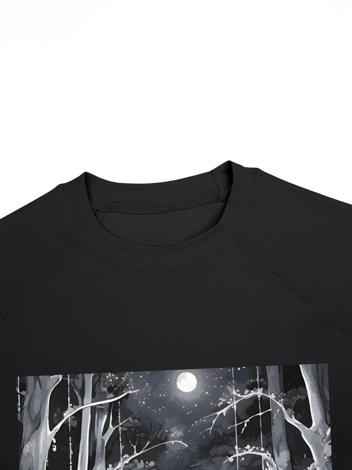 Ethereal Wolf in the Moonlight Men's Long-Sleeve Surfing Top (Front Printing)