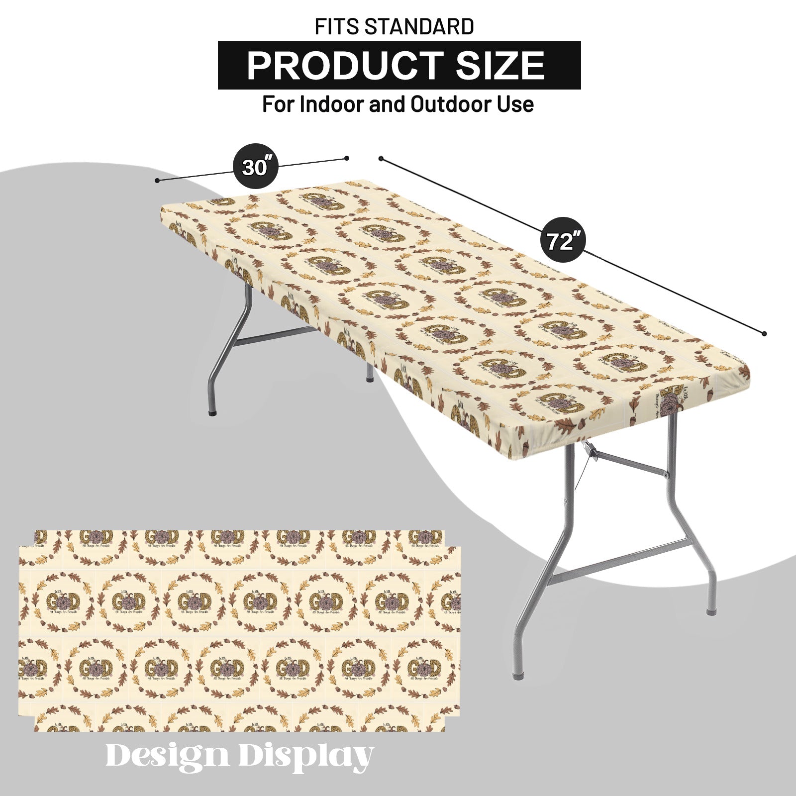 With God All Things Possible Custom Elastic Fitted Tablecloth 72x30 inch (Made in USA)