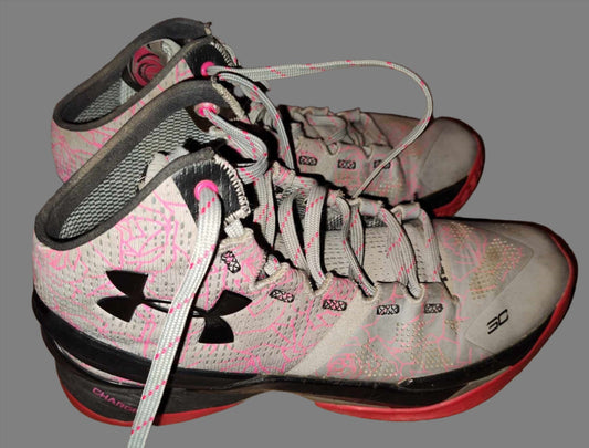 Under Armour Pink and Gray High Top Sneakers - preowned