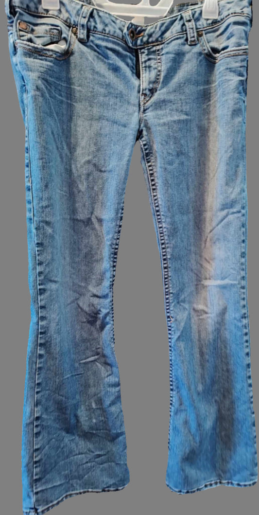 Women's Silver Blue Jeans with Wide Legs - preowned