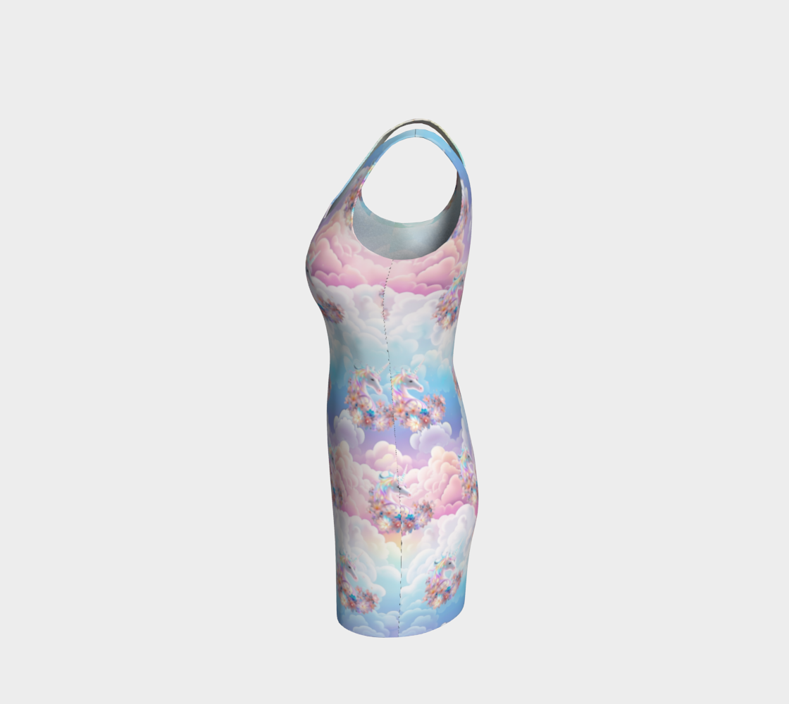 Magical Unicorn in the Clouds Bodycon Short Dress