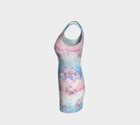 Magical Unicorn in the Clouds Bodycon Short Dress