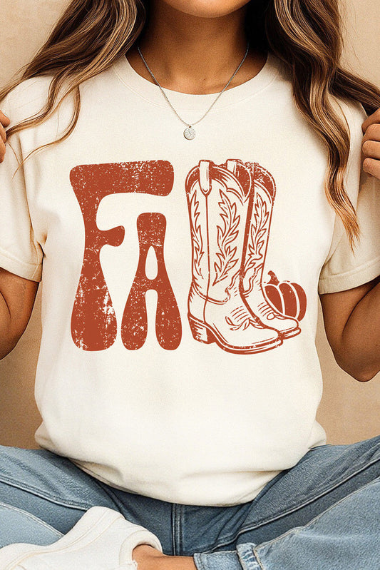 White Fall Cowgirl Boots Cracking Graphic T-shirt