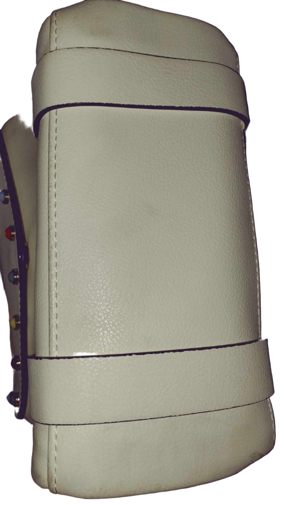 Gianni Bini White Handbag with Clear Acrylic Handle - preowned