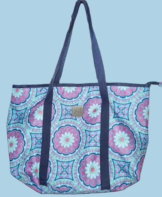 Modern Southern Home Pink and Blue Tote Bag - preowned