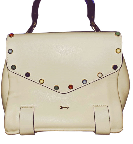 Gianni Bini White Handbag with Clear Acrylic Handle - preowned