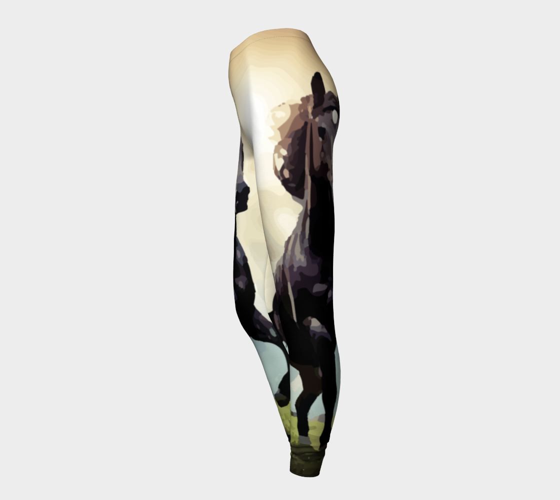 Wild Black Horse Printed Long Yoga Leggings