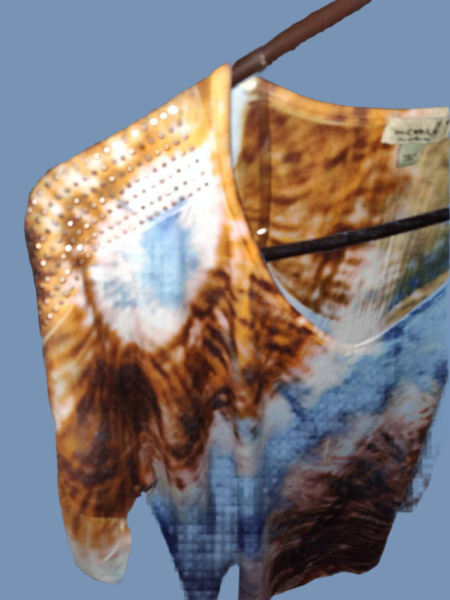 Tie Dye Blue and Brown Blouse - preowned