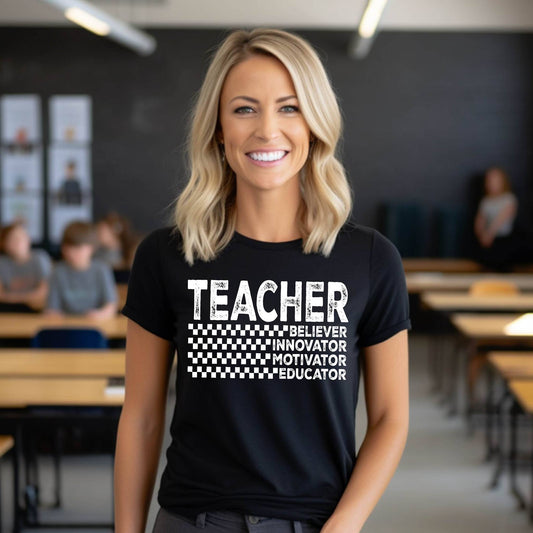 Teacher Believer Motivator Educator Unisex Graphic T-shirt