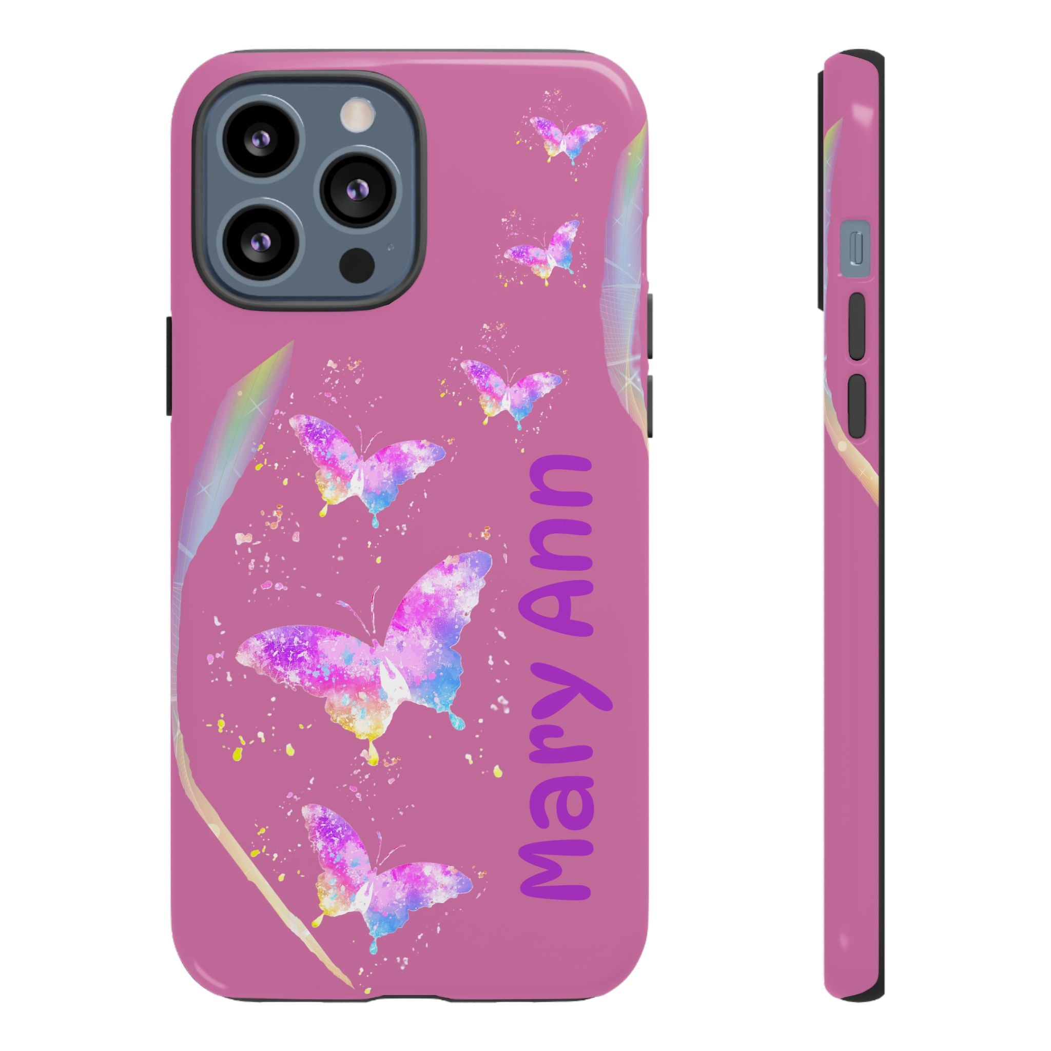 Personalized Butterfly Phone Case, Floral Phone Cover, Customizable Phone Case, Gift for Her, Pastel Decor